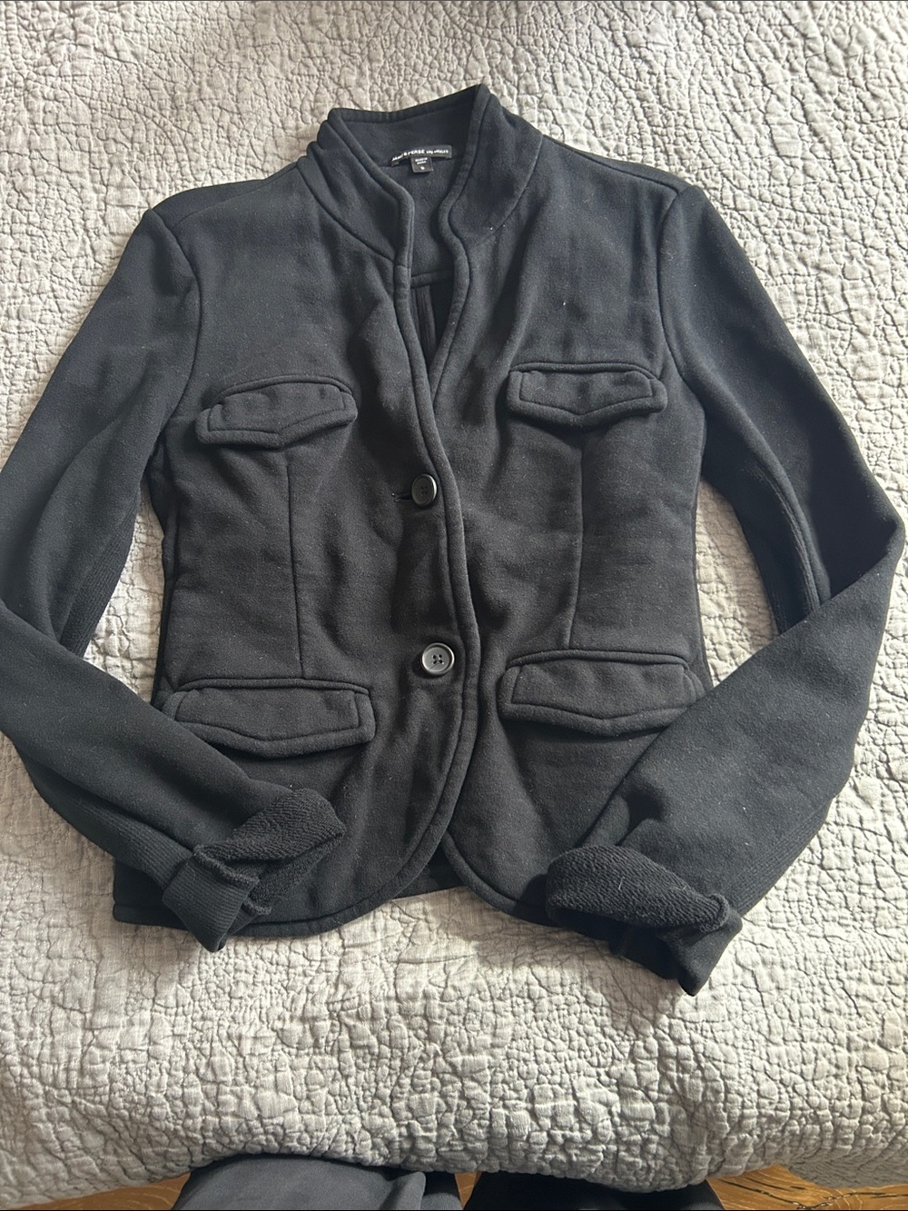 James Perse Black Tailored Button-Front Jacket